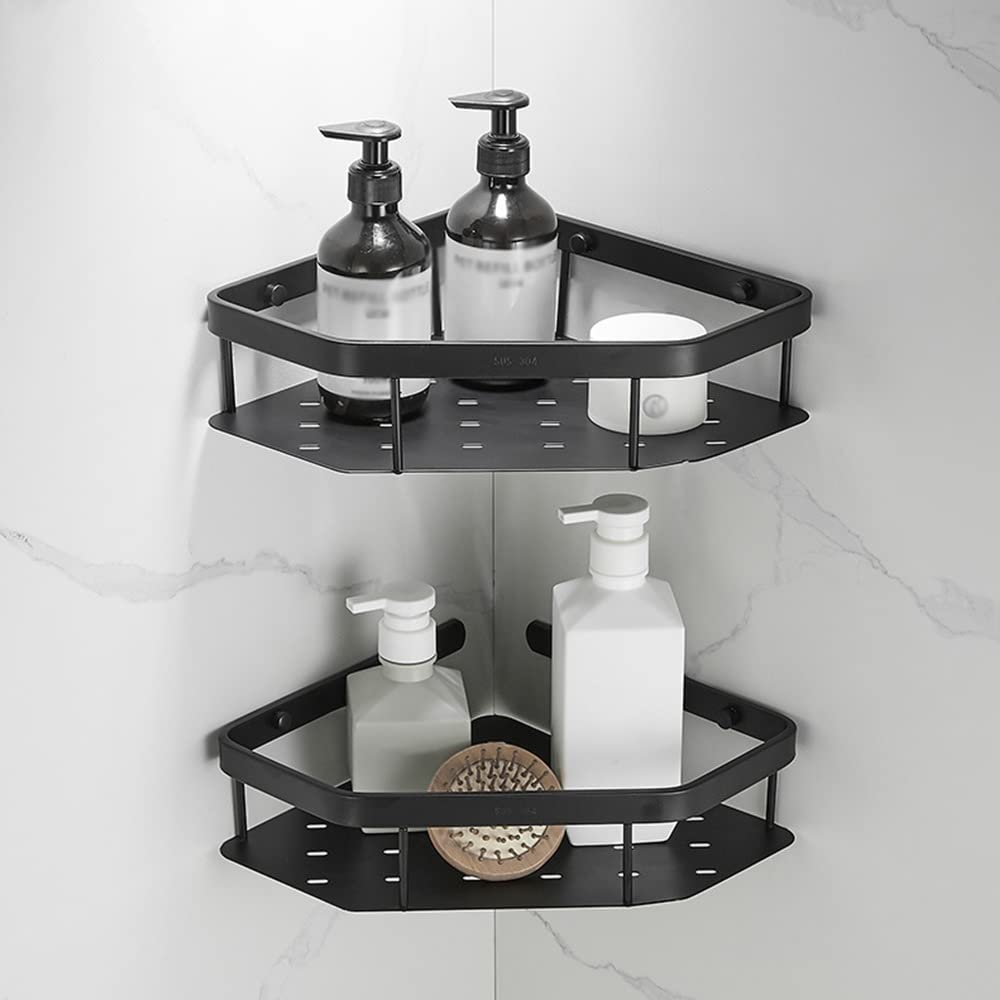Corner Shower Caddy Nordic Full Copper Shower Room Shelf Black Storage Rack Wall-mounted Bathroom Corner Triangle Basket Shower