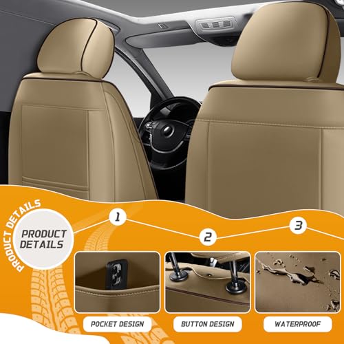 Image of Fit for Toyota RAV4 Seat Covers Full Set 2008-2026 | Nappa Leather Seat Covers for RAV4 Full Set, Airbag Compatible, Full Coverage Seat Protectors, Easy Install(Brown /Curry)