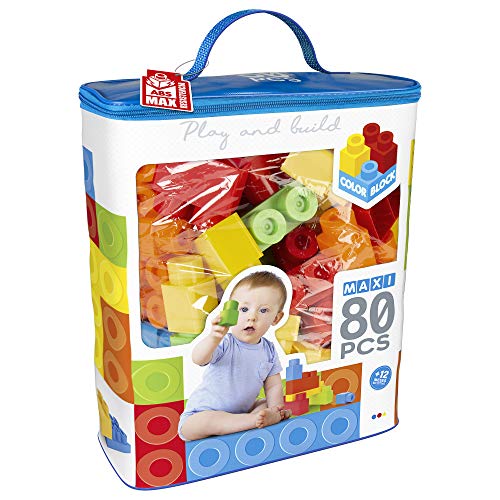ColorBaby- Juego construcción Bolsa 80 Piezas Maxi Color Block (49278)