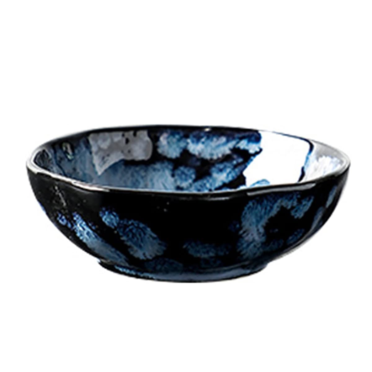 homeemoh 3.62x1.18 inch Blue Ceramic Taste Dish, Creative Japanese Retro Ceramic Tableware for Home Kitchen, Dishwasher Microwave Safe