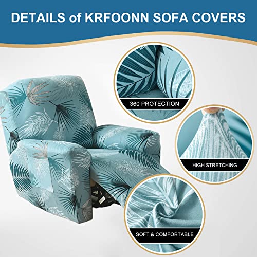 Krfoonn Recliner Slipcovers Stretch Printed Sofa Cover 4-Piece Lazy Boy Chair Covers Furniture Protector Leather Recliner Chair Cover With Side Pocket For Rocking Recliner (Color05) #TOP2