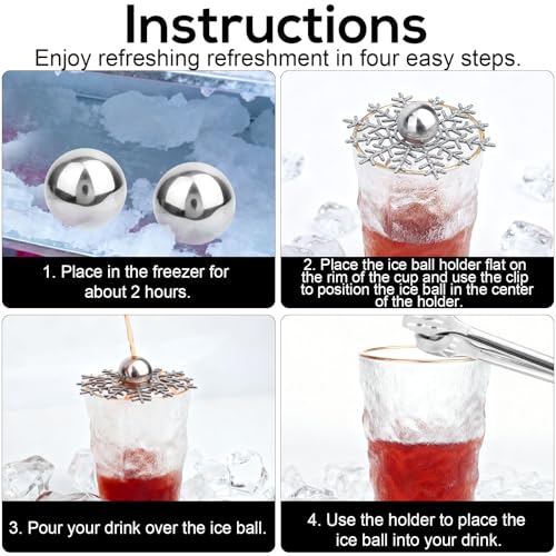 Espresso Cooling Ball Kit, 2 Stainless Steel Ice Balls with Snowflake Stand Reusable Frozen Chilling Iced Coffee Chiller Tool for Coffee Bourbon Scotch & Cocktails Accessories by Sinbana - Image 5