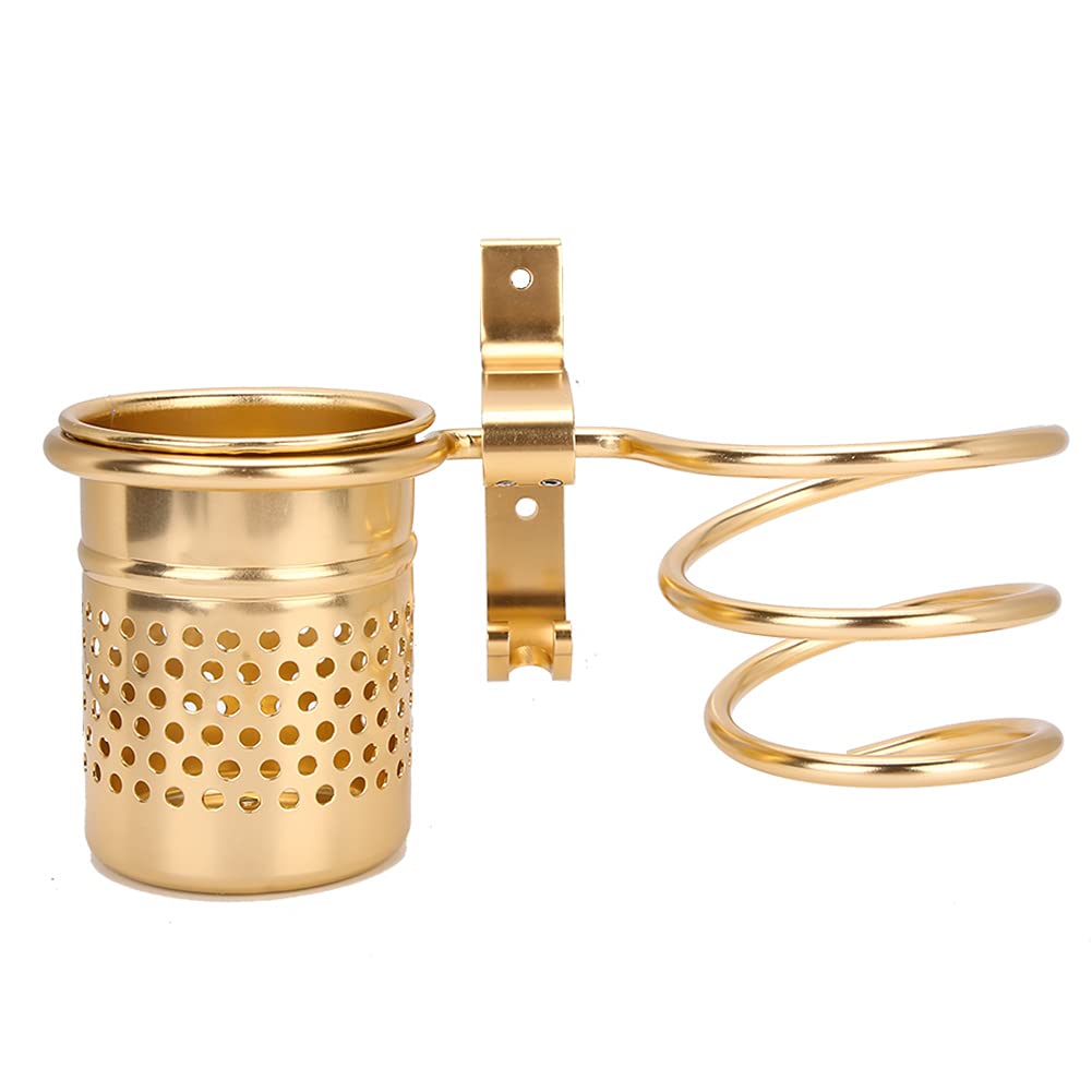 Pissente Hair Dryer Holder, Space Aluminum Bathroom Hair Dryer Holder Stand Wall Mounted Hair Tool Organizer Multipurpose Bathroom Shelf Storage Rack for Home Bathroom Accessory (matte-c8)