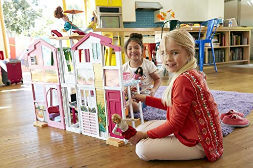 Barbie Mobilier Grande Maison de poupée de Luxe à 2 étages et 4 pièces Dont Cuisine, Chambre, Salle de Bain et Accessoires, Jouet pour Enfant, DLY32 – Image 3