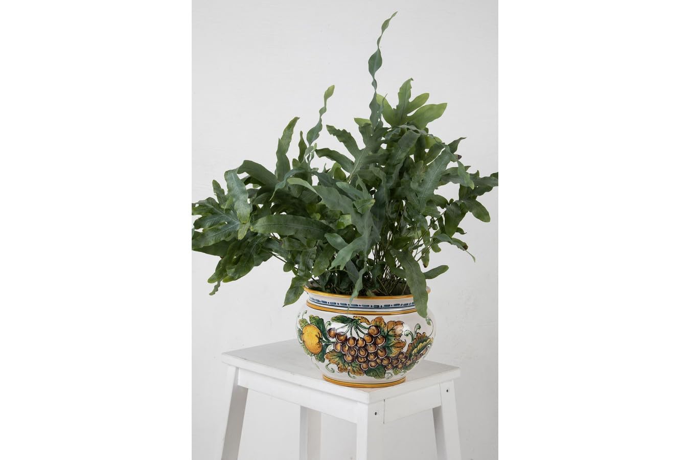 Cerames Pflanzkübel Keramik im sizilianischen Stil von Caltagirone Vaso di Limoni e Uva S – Italienischer Blumenkübel, runder Blumentopf für Innenbereich und Fensterbank, Ø 20 cm, Höhe 15 cm