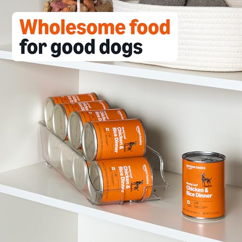 Image of Amazon Basics Wet Dog Food, Meaty Loaf, Chicken & Rice Dinner, Made with Real Chicken, 13.2 oz can (Pack of 12)