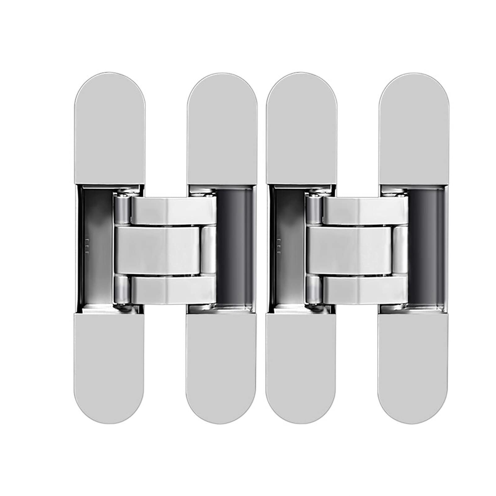 6 Inch Hidden Door Hinges, Invisible Hinges Concealed Hinges, Zinc Alloy 180 Degree Swing Hinge, 3 Way Adjustable Butt Hinge(Silver)