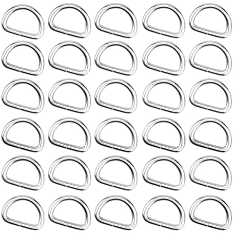 YapitHome 30 Pcs D Rings 20mm Silver D Ring Metal for Bag,Backpack DIY Accessories,Buckle,Belt,Webbing,Craft DIY Accessories,Dog Leash,Hardware Bags Metal D Ring Buckles Cover