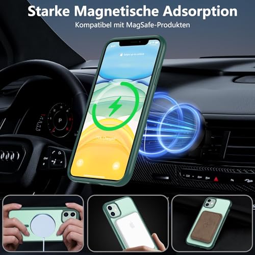 Coque pour iPhone 11 antichoc magnétique militaire verte avec protège-écran