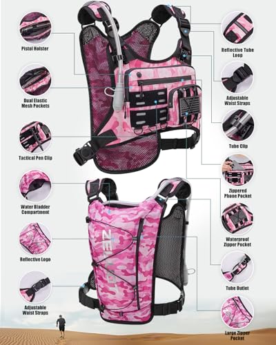 Image of Zelvot Running Vest with 2L Water Bladder, Hydration Backpack, U.S. Design Patent, Lightweight Hydration Pack with Gear Holder, Reflective Chest Pack for Men Women