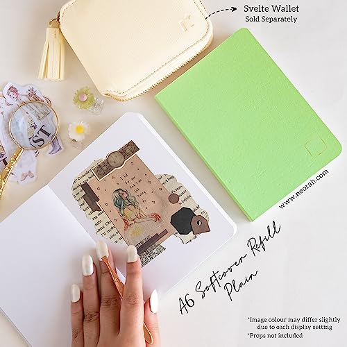Image of NEORAH - A6 Notebook SOFT COVER|Journal REFILL |Unruled Notebook Journal | 110 GSM |160 pages (Size 14.8 cm x 10.5 cm) Planner Journaling Writing Note Taking Diary -LIGHT GREEN