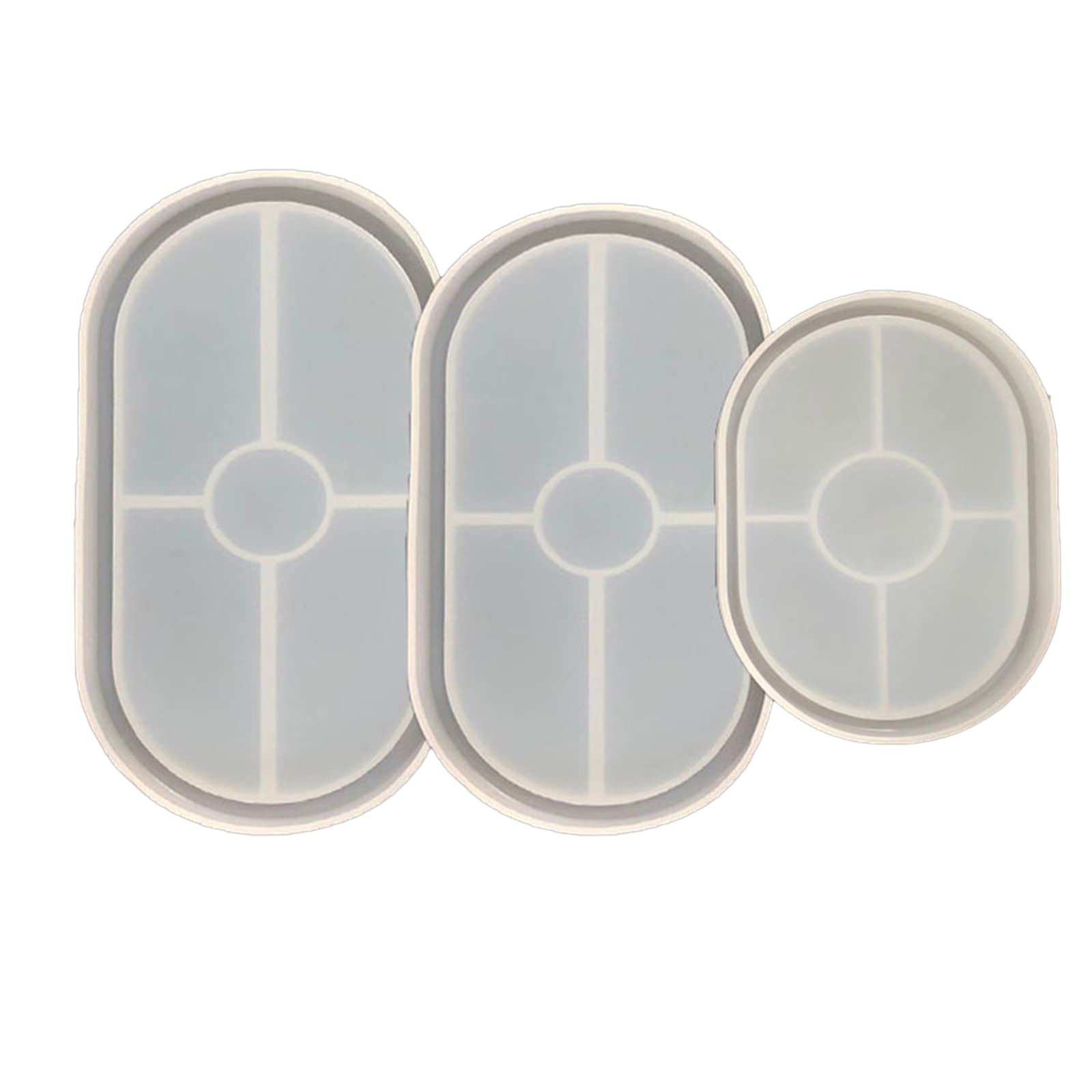 ZHOUYQX 3 Pieces Large Small Oval Trays Epoxy Resin Mold Silicone Mould