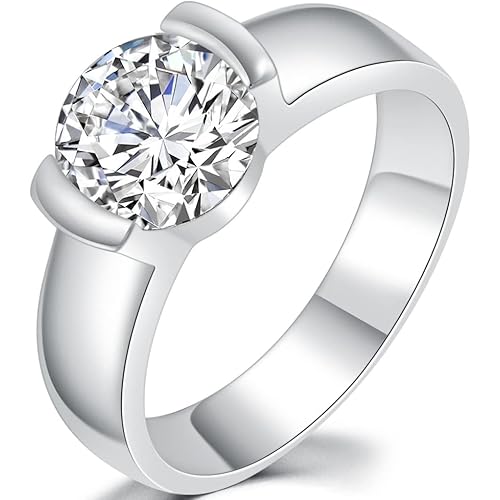 Jude Jewelers Stainless Steel Classic Plain Solitaire Style Wedding Band Statement Proposal Engagement Anniversary Promise Ring