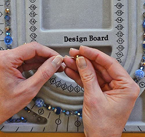 Image of Beadsnfashion Beading Board for Jewellery Design 9x13 Inch Grey Bead Organiser Tray with Measuring Scale for Necklace Bracelet Layout, DIY Craft Beadwork Tool