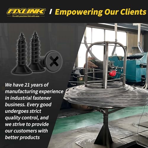 Wood Screws 1/2 Inch, FIXLINK Premium Flat Head Phillips Black Wood Screws 135 PCS, Self Tapping Electrophoresis Used in Indoor Furniture, Woodworking (#6 x 1/2") - Image 2