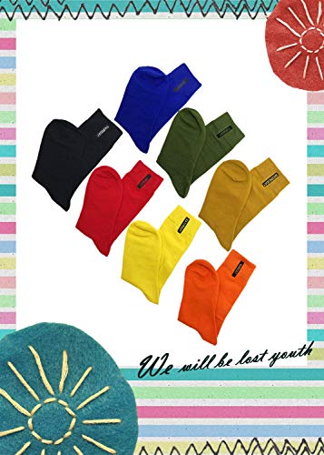 HaloYIYI 7 Pack Men's Colorful Breathable Solid Crew Dress Socks 7 Days of the Week2