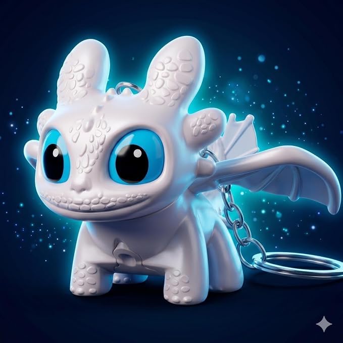 Image of DEVAR Dragon Keychain Toy, Black and White