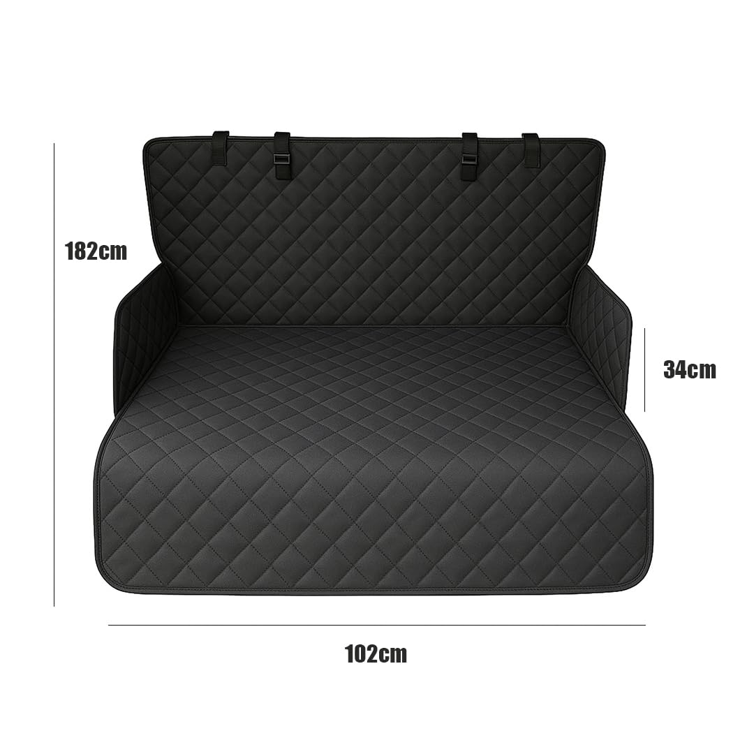 Hunde Auto Set - Wasserabweisende Kofferraumdecke & Verstellbares Hundegitter (90-155 cm breit, 75-134 cm hoch) - Universell, Robust