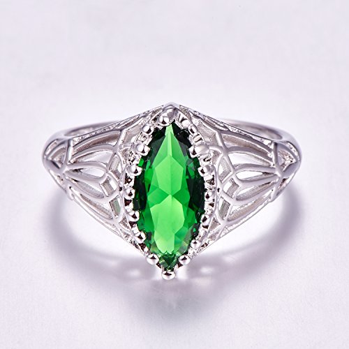 925 Sterling Silver Plated Simulated Blue Topaz Marquise Engagement Ring for Women3