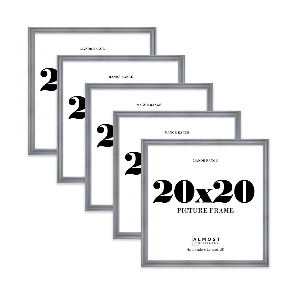 20x20 Picture Frame, Display 20x20 Pictures (50.8 x 50.8cm) - Scandi Grey Luxurious 42mm Edge Decorative Wall Display Frame - 5 Pack