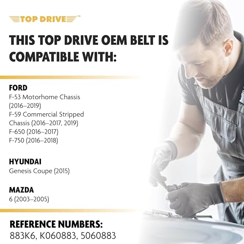 Image of Top Drive, 6PK2245, Premium Engine EPDM Serpentine Belt, 88.94 inch Length | 6-Rib, Automotive Replacement Serpentine Belt, Equivalent References K060883 and 5060883