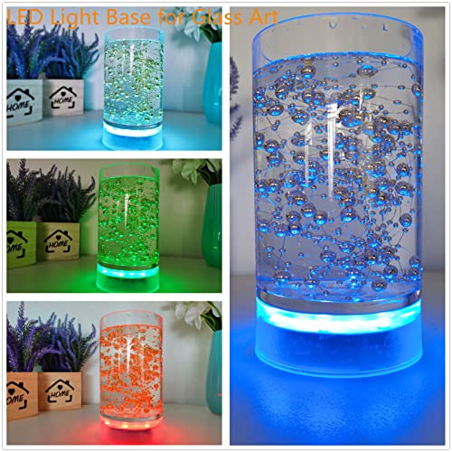 Image of 4 Inches Round Rechargeable Multicolor LED Light Base with Remote Control | LED Light Display pedestal, rechargeable design, great for crystal art, vase, table decor, wedding centerpiece & home party