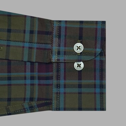 Image of GHPC 100% Cotton Plaid Checks Full Sleeves Regular Fit Formal Shirt for Men