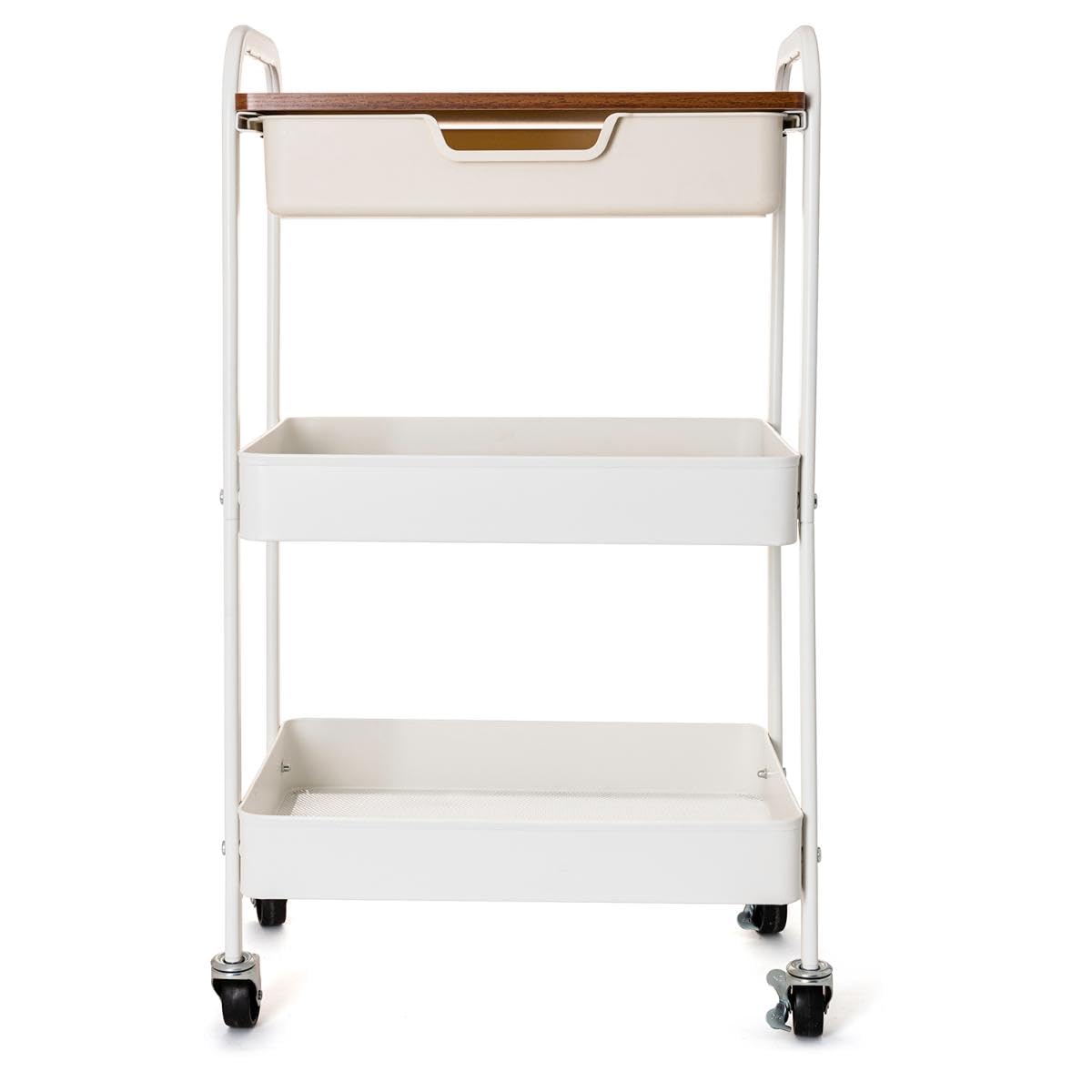 Quid Carrito Multiusos Garbo de Acero Carbonatado 46,5x30,5x75cm | Blanco, Acero Carbonatado, 46,5x30,5x75cm