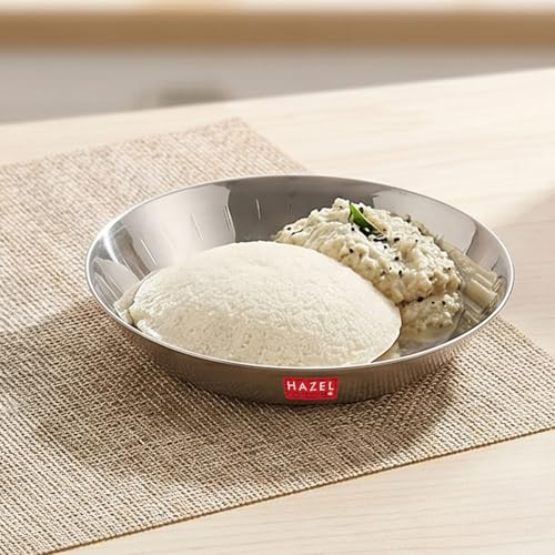 Image of HAZEL Stainless Steel Small Copri Plate 15.5 cm, 400ml | Hammered Design Snacks Plate Nasta Plate for Serving Food & Daily Use