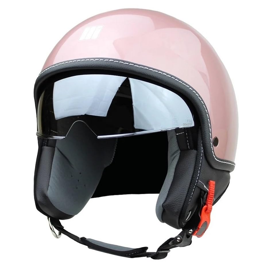MONOCOLORE CASCO JET 22.06 BEETLE GOLDE PINK ROSA TG S MOTOCUBO - VISIERA SPECCHIO A SCOMPARSA