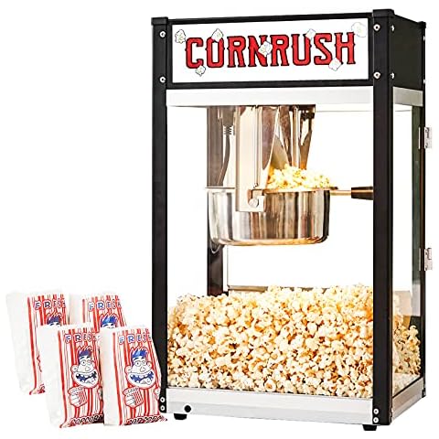 Cornrush Popcorn Popper Machine Tabletop Vintage Professional Popcorn Maker 8 OZ Theater Style with Nonstick Kettle and Serving Scoop for Home Use, Party, Movie Nights and Birthday Gift Cover
