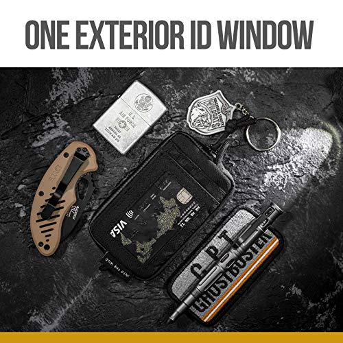 ONETIGRIS Front Pocket Wallet with Zippers Small Coin Purse Tactical Wallet Nylon Minimalist Wallet for Men Women, Black2