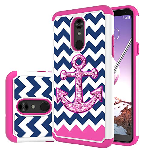 M MAIKEZI for LG Stylo 5 Case,LG Stylo 5X/Stylo 5V/Stylo 5 Plus case,MAIKEZI Hybrid Dual Layer TPU Plastic Armor Defender Phone Case Cover Compatible with LG Stylo 5/5x/5V/5+(Armor Pink Anchor)