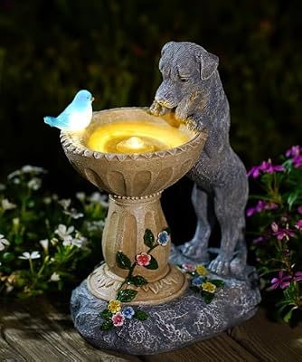 Nacome Solar Dog Statues for Garden Decor: IP65 Waterproof Resin