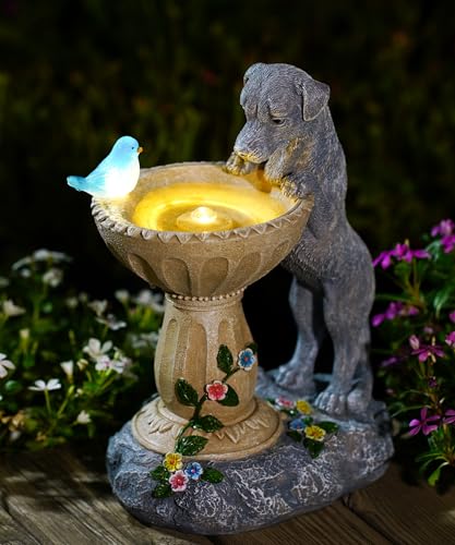 Nacome Solar Dog Statues for Garden Decor: IP65 Waterproof Resin