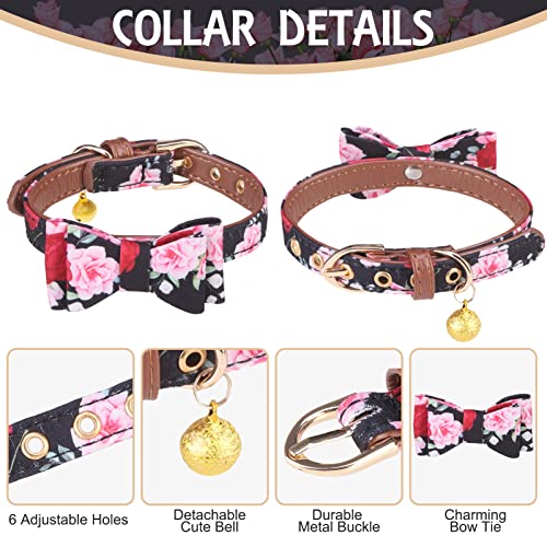Image of EXPAWLORER Classic Plaid Dog Collar and Leash Set - Bow Tie and Bandana Collar with Bell, Tangle Free Leash, Adjustable for Small to Large Dogs and Cats, Perfect