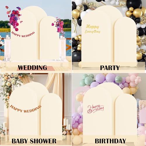 Set 3 Fundas Spandex para Arcos de Fondo Beige 6-7.2 ft miniatura 5