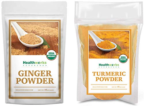 Healthworks Turmeric Powder and Healthworks Ginger Powder (16 Ounces / 1 Pound)
