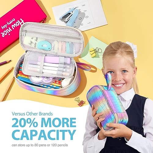 Image of Jcocylse Large Capacity Pencil Case Portable Pencil Pouch Bag School Supplies for College Students Girls Boys Adults (Purple-B)