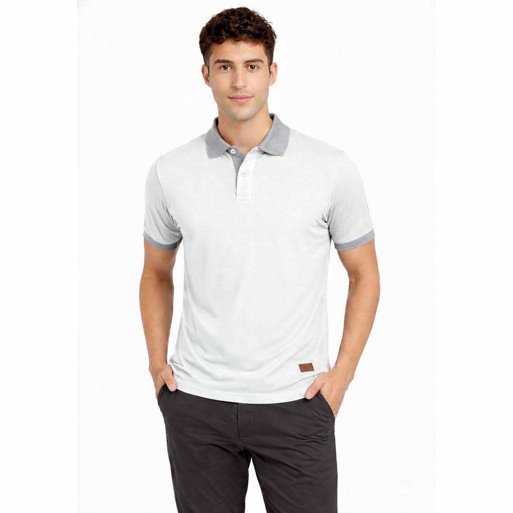 Men's Polo Neck T-Shirt, Solid Pattern, Half Sleeve, Cotton, Regular Fit, Contrast Collar and Cuffs, Casual Wear-picture-15