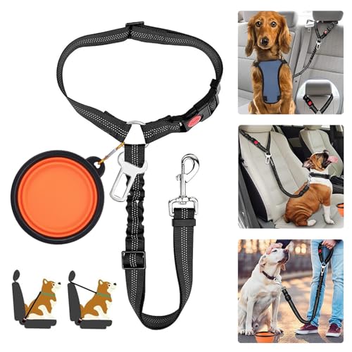 Anschnallgurt Hund Hundegurt Auto Zubehör Hundeanschnaller Hundegeschirr Sicherheitsgurt Autogurt Hunde Gurt Sicherheitsgeschirr fürs Auto, 1+1