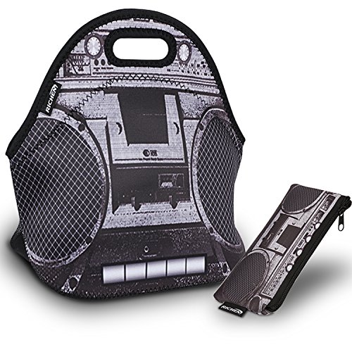 RICHEN Neoprene Lunch Bag with Cutlery Kit Neoprene Case for Knife,Fork,Spoon,Thermal Thick Lunch