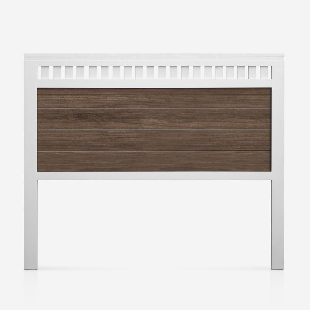Cabecero Bora para Cama de 135 Fabricado en Madera Maciza de Pino insigni Acabado Combinado Blanco Nogal