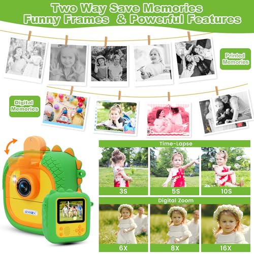 Kids Instant Print Camera for Toddlers 1080P 2.4in+180°Flip Lens - image 3