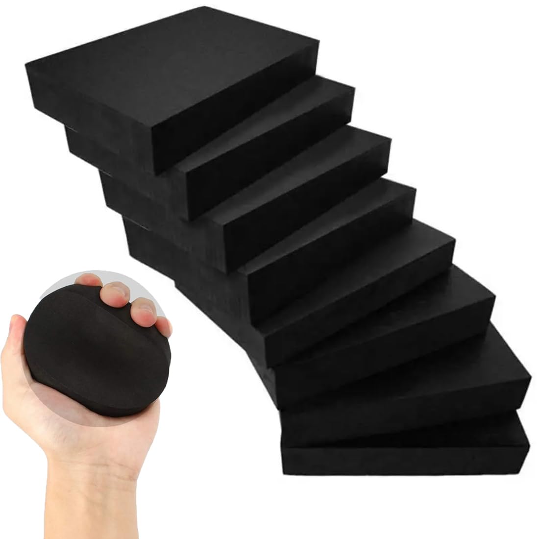 8-Pack Anti Vibration Washing Machine Pads - Shock Absorbing EVA Mats for Dryer, Treadmill - Noise Reduction Washer Mats for Hardwood Floors - Black (Square)