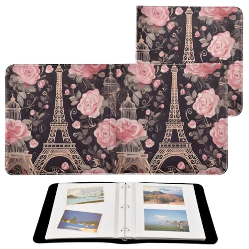 Álbum de Fotos Self Adhesive DIY Scrapbook Paris Flores Torre Eiffel 3 Aros 40 Páginas 8x10 miniatura 2