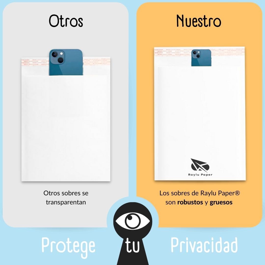 RAYLU PAPER - Pack de 10 Sobres Acolchados de Burbujas Kraft con Cierre Autoadhesivo, Sobres Kraft Acolchados para Envíos color Blanco (220 x 330 mm)