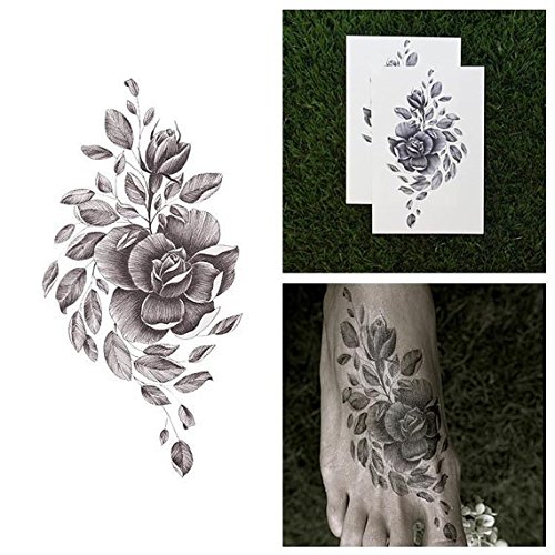 Tattify Rose Temporary Tattoo - Shakin' Like a Leaf (Set of 2) - Other Styles Available - Fashionable Temporary Tattoos - Long Lasting and Waterproof