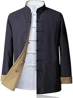 moueqkee Men Both Sides Martial Arts Jacket,Retro Chinese Martial Arts Men's Jacket for Martial Arts Kung Fu Tai Chi Wushu for Man Women Arthritis,A,3XL