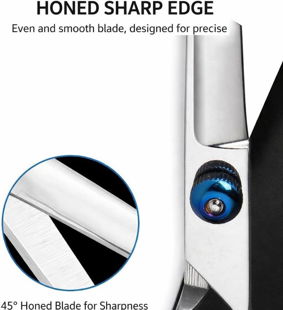 Professional 9-in-1 Hair Cutting Scissors Kit with Storage Case & Barber Cape, Hairdressing Shears Set with Thinning Scissors, Straight Scissors, Razor, Comb, Clips, Salon Barber Supplies
